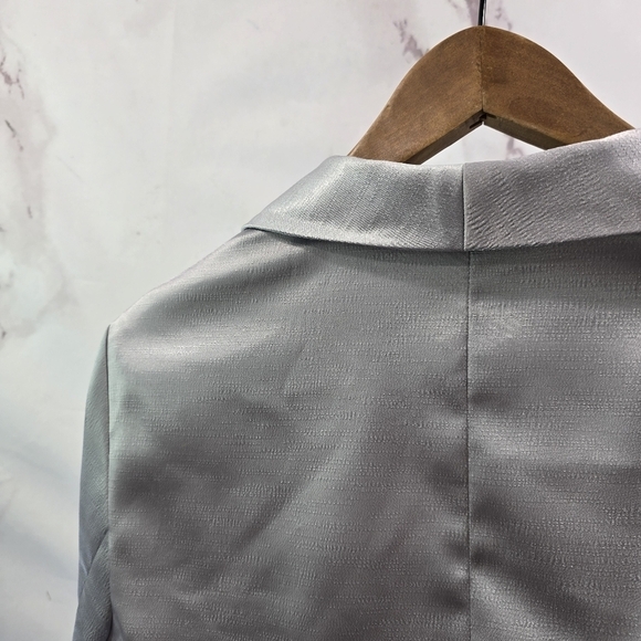 Adrianna Papell Dress Jacket Set Womens 12 Gray Metallic Satin Mother Of Bride - Picture 5 of 15